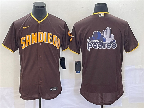 Men's San Diego Padres Brown Team Big Logo Cool Base Stitched Baseball Jersey